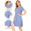imageWiWi Bamboo Nightgowns for Women Soft Night Shirt Sleepwear Short Sleeve Lightweight Plus Size Sleepshirts S4XAfog Blue