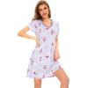 imageWiWi Bamboo Nightgowns for Women Soft Night Shirt Sleepwear Short Sleeve Lightweight Plus Size Sleepshirts S4XAgreyPeony
