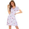 imageWiWi Bamboo Nightgowns for Women Soft Night Shirt Sleepwear Short Sleeve Lightweight Plus Size Sleepshirts S4XAgreyPeony