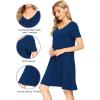 imageWiWi Bamboo Nightgowns for Women Soft Night Shirt Sleepwear Short Sleeve Lightweight Plus Size Sleepshirts S4XAink Blue