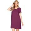 imageWiWi Bamboo Nightgowns for Women Soft Night Shirt Sleepwear Short Sleeve Lightweight Plus Size Sleepshirts S4XAmulberry