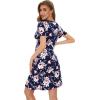 imageWiWi Bamboo Nightgowns for Women Soft Night Shirt Sleepwear Short Sleeve Lightweight Plus Size Sleepshirts S4XAnavyPeony