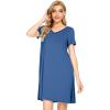 imageWiWi Bamboo Nightgowns for Women Soft Night Shirt Sleepwear Short Sleeve Lightweight Plus Size Sleepshirts S4XAprussian Blue