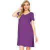 imageWiWi Bamboo Nightgowns for Women Soft Night Shirt Sleepwear Short Sleeve Lightweight Plus Size Sleepshirts S4XApurple