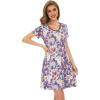 imageWiWi Bamboo Nightgowns for Women Soft Night Shirt Sleepwear Short Sleeve Lightweight Plus Size Sleepshirts S4XApurpleFloral