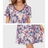 imageWiWi Bamboo Nightgowns for Women Soft Night Shirt Sleepwear Short Sleeve Lightweight Plus Size Sleepshirts S4XApurpleFloral