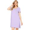 imageWiWi Bamboo Nightgowns for Women Soft Night Shirt Sleepwear Short Sleeve Lightweight Plus Size Sleepshirts S4XAtaro Purple