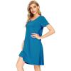 imageWiWi Bamboo Nightgowns for Women Soft Night Shirt Sleepwear Short Sleeve Lightweight Plus Size Sleepshirts S4XAteal Blue