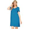 imageWiWi Bamboo Nightgowns for Women Soft Night Shirt Sleepwear Short Sleeve Lightweight Plus Size Sleepshirts S4XAteal Blue