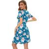 imageWiWi Bamboo Nightgowns for Women Soft Night Shirt Sleepwear Short Sleeve Lightweight Plus Size Sleepshirts S4XAteal BluePeony