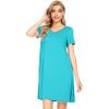 imageWiWi Bamboo Nightgowns for Women Soft Night Shirt Sleepwear Short Sleeve Lightweight Plus Size Sleepshirts S4XAturquoise