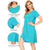 imageWiWi Bamboo Nightgowns for Women Soft Night Shirt Sleepwear Short Sleeve Lightweight Plus Size Sleepshirts S4XAturquoise