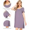 imageWiWi Bamboo Nightgowns for Women Soft Night Shirt Sleepwear Short Sleeve Lightweight Plus Size Sleepshirts S4XAviolet