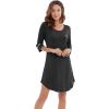 imageWiWi Bamboo Viscose Nightgowns for Women 34 Sleeve Nightshirts Sleep Shirt Plus Size Sleepwear Pajamas Dress S4XAblack