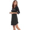 imageWiWi Bamboo Viscose Nightgowns for Women 34 Sleeve Nightshirts Sleep Shirt Plus Size Sleepwear Pajamas Dress S4XAblack