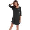 imageWiWi Bamboo Viscose Nightgowns for Women 34 Sleeve Nightshirts Sleep Shirt Plus Size Sleepwear Pajamas Dress S4XAblack