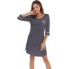imageWiWi Bamboo Viscose Nightgowns for Women 34 Sleeve Nightshirts Sleep Shirt Plus Size Sleepwear Pajamas Dress S4XAdark Grey