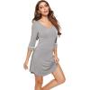 imageWiWi Bamboo Viscose Nightgowns for Women 34 Sleeve Nightshirts Sleep Shirt Plus Size Sleepwear Pajamas Dress S4XAheather Grey