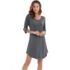 imageWiWi Bamboo Viscose Nightgowns for Women 34 Sleeve Nightshirts Sleep Shirt Plus Size Sleepwear Pajamas Dress S4XAiron Grey