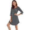 imageWiWi Bamboo Viscose Nightgowns for Women 34 Sleeve Nightshirts Sleep Shirt Plus Size Sleepwear Pajamas Dress S4XAiron Grey