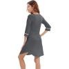 imageWiWi Bamboo Viscose Nightgowns for Women 34 Sleeve Nightshirts Sleep Shirt Plus Size Sleepwear Pajamas Dress S4XAiron Grey