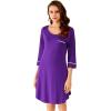 imageWiWi Bamboo Viscose Nightgowns for Women 34 Sleeve Nightshirts Sleep Shirt Plus Size Sleepwear Pajamas Dress S4XAlilac