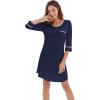 imageWiWi Bamboo Viscose Nightgowns for Women 34 Sleeve Nightshirts Sleep Shirt Plus Size Sleepwear Pajamas Dress S4XAnavy