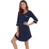 imageWiWi Bamboo Viscose Nightgowns for Women 34 Sleeve Nightshirts Sleep Shirt Plus Size Sleepwear Pajamas Dress S4XAnavy