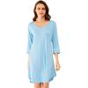 imageWiWi Bamboo Viscose Nightgowns for Women 34 Sleeve Nightshirts Sleep Shirt Plus Size Sleepwear Pajamas Dress S4XApale Blue