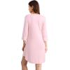 imageWiWi Bamboo Viscose Nightgowns for Women 34 Sleeve Nightshirts Sleep Shirt Plus Size Sleepwear Pajamas Dress S4XApink
