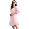 imageWiWi Bamboo Viscose Nightgowns for Women 34 Sleeve Nightshirts Sleep Shirt Plus Size Sleepwear Pajamas Dress S4XApink