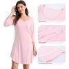 imageWiWi Bamboo Viscose Nightgowns for Women 34 Sleeve Nightshirts Sleep Shirt Plus Size Sleepwear Pajamas Dress S4XApink