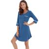 imageWiWi Bamboo Viscose Nightgowns for Women 34 Sleeve Nightshirts Sleep Shirt Plus Size Sleepwear Pajamas Dress S4XAprussian Blue