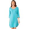 imageWiWi Bamboo Viscose Nightgowns for Women 34 Sleeve Nightshirts Sleep Shirt Plus Size Sleepwear Pajamas Dress S4XAturquoise