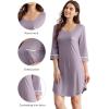 imageWiWi Bamboo Viscose Nightgowns for Women 34 Sleeve Nightshirts Sleep Shirt Plus Size Sleepwear Pajamas Dress S4XAviolet