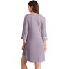 imageWiWi Bamboo Viscose Nightgowns for Women 34 Sleeve Nightshirts Sleep Shirt Plus Size Sleepwear Pajamas Dress S4XAviolet