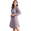 imageWiWi Bamboo Viscose Nightgowns for Women 34 Sleeve Nightshirts Sleep Shirt Plus Size Sleepwear Pajamas Dress S4XAviolet