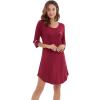 imageWiWi Bamboo Viscose Nightgowns for Women 34 Sleeve Nightshirts Sleep Shirt Plus Size Sleepwear Pajamas Dress S4XAwine
