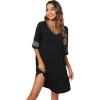 imageWiWi Bamboo Viscose Nightgowns for Women 34 Sleeve Nightshirts Sleep Shirt Plus Size Sleepwear Pajamas Dress S4XCblackDark Heather Grey