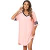 imageWiWi Bamboo Viscose Nightgowns for Women 34 Sleeve Nightshirts Sleep Shirt Plus Size Sleepwear Pajamas Dress S4XCblush PinkNavy