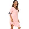 imageWiWi Bamboo Viscose Nightgowns for Women 34 Sleeve Nightshirts Sleep Shirt Plus Size Sleepwear Pajamas Dress S4XCblush PinkNavy