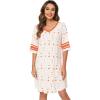imageWiWi Bamboo Viscose Nightgowns for Women 34 Sleeve Nightshirts Sleep Shirt Plus Size Sleepwear Pajamas Dress S4XCcoral Leopard