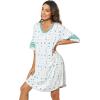 imageWiWi Bamboo Viscose Nightgowns for Women 34 Sleeve Nightshirts Sleep Shirt Plus Size Sleepwear Pajamas Dress S4XCgrey Leopard