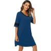 imageWiWi Bamboo Viscose Nightgowns for Women 34 Sleeve Nightshirts Sleep Shirt Plus Size Sleepwear Pajamas Dress S4XCink BlueBlack