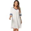 imageWiWi Bamboo Viscose Nightgowns for Women 34 Sleeve Nightshirts Sleep Shirt Plus Size Sleepwear Pajamas Dress S4XCoat Leopard