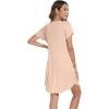 imageWiWi Bamboo Viscose Nightgowns for Women Short Sleeve Pajama Dress Summer Night Shirts with Nightshirt SXXLBeige