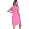 imageWiWi Bamboo Viscose Nightgowns for Women Short Sleeve Pajama Dress Summer Night Shirts with Nightshirt SXXLRaspberry Pink
