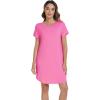 imageWiWi Bamboo Viscose Nightgowns for Women Short Sleeve Pajama Dress Summer Night Shirts with Nightshirt SXXLRaspberry Pink