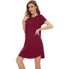 imageWiWi Bamboo Viscose Nightgowns for Women Short Sleeve Pajama Dress Summer Night Shirts with Nightshirt SXXLWine