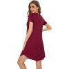 imageWiWi Bamboo Viscose Nightgowns for Women Short Sleeve Pajama Dress Summer Night Shirts with Nightshirt SXXLWine